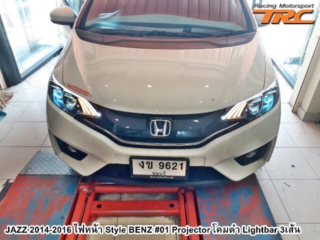 ไฟหน้า JAZZ 2014-2016 Style BENZ #01 Projector โคมดำ Lightbar 3 เส้น